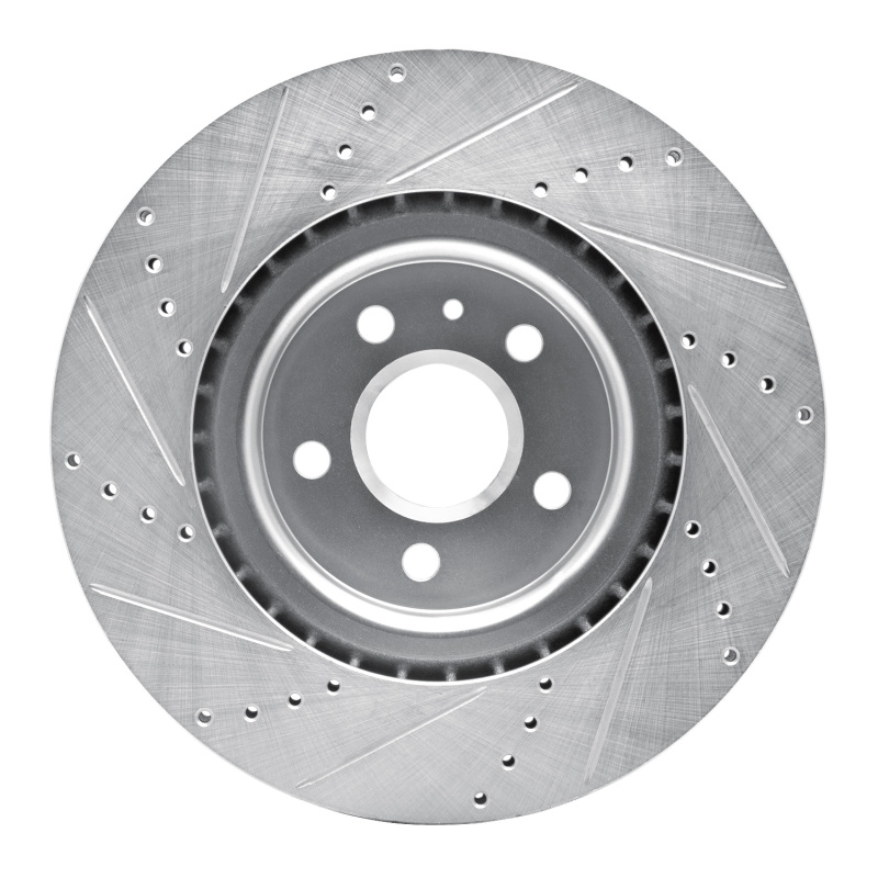 Buick Regal Brake Rotor (1) - Front Right - R1 Concepts - Drilled & Slotted - Silver - `09-`17